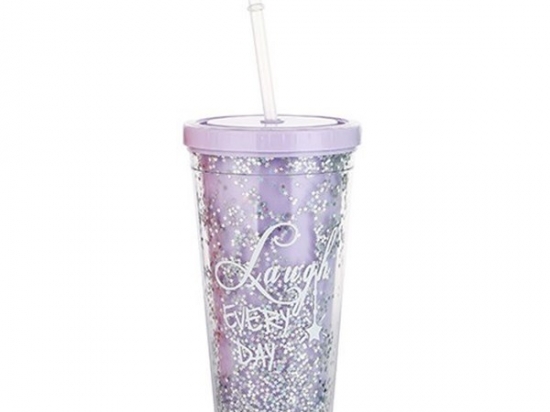 VASO ACRILICO CON SORBITO 550 ML. DISEÑO CON BOLITAS VARIEDAD DE COLORES COD. HA3799