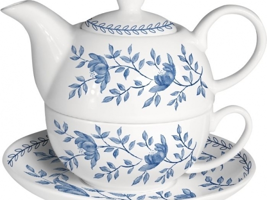 TETERA Y TAZA TEA FOR ONE 275 ML. + 400 ML. FLORES AZUL COD. 386072