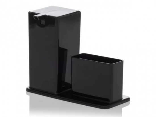 DISPENSADOR JABON LIQUIDO BAÑO O COCINA PARAMOUNT PLASTICO NEGRO CUADRADO COD. 121211733