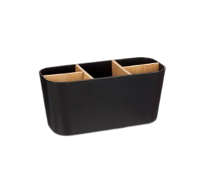 Organizador Marca BERILO Plastico y Bamboo con 5 Divisiones Medidas; 21 cms. de largo x 9 de ancho y 10 de alto Cod. 89422