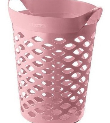 CANASTO PLASTICO  SAN REMO FLEXIBLE CALADO 44 LITROS GRIS O ROSA SIN TAPA COD.  SR1844/2