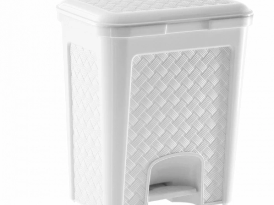 RECIPIENTE RESIDUOS PARAMOUNT PLASTICO IMITACION RATAN BLANCO 13 LTS.  COD. 1757BLANCO