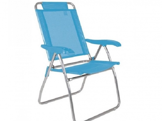 SILLA MOR BOREAL ALUMINIO 4 POSICIONES COLOR CELESTE COD. 2168