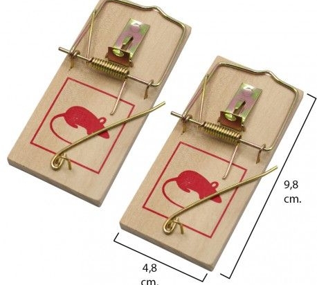 Trampa de madera para raton paquete x 2 unidades. Cod. 1145