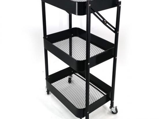 CARRO ORGANIZADOR BAÑO-COCINA CON RUEDAS METAL TRIPLE NEGRO 45 X 77 X 29 COD. G2146NG