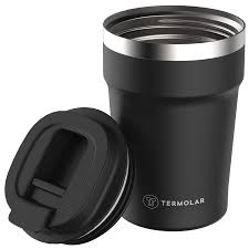 VASO TERMICO TERMOLAR 380 ML. CONSERVA 2 HRS CALIENTE/7 HORAS FRIO COLOR NEGRO  COD. R245