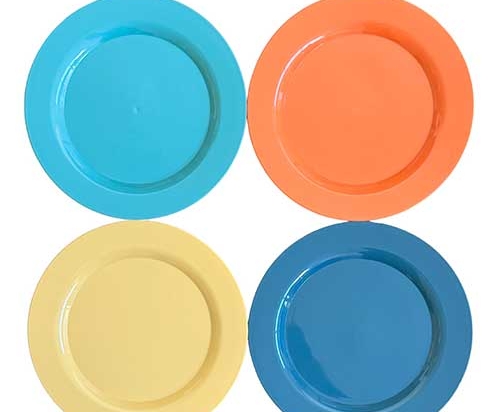 Set/Conjunto Plato Plastico Pack x 4. Medida; 25 cms. diametro. Variedad de Colores Cod. 4046