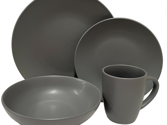 JUEGO VAJILLA STONEWARE 16 PIEZAS COLOR GRIS COD. 256042