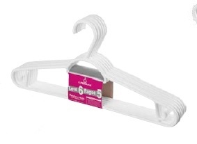 PERCHA SAN REMO PLASTICO BLANCO REFORZADA PACK  X 6 COD. 9105