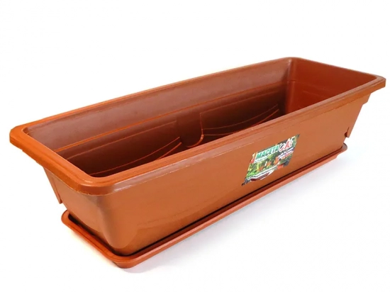 MACETA JARDINERA PLASTICA CON PLATO J&G 57 X 21 X 14 COLOR TERRACOTA COD. GR1313