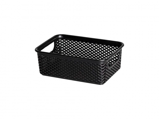 Canasto Organizador Marca  PARAMOUNT Plástico  Negro Calado  Sin  Tapa Medidas; 17 X 12 X 6 Cod. 2004