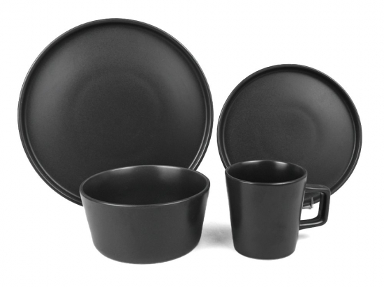 JUEGO VAJILLA SELECTA 16 PIEZAS MODELO LISBOA CONTIENE 4 PLATOS 27 CMS./4 PLATOS 20 CMS./4 PLATOS 14 CMS./4 TAZAS 385 ML. COLOR NEGRO COD. 540166