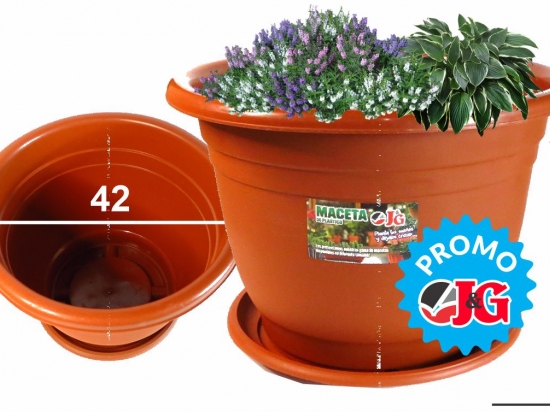 MACETA JARDIN PLASTICA J&G CON PLATO 50 X 40 COD. GR 1289