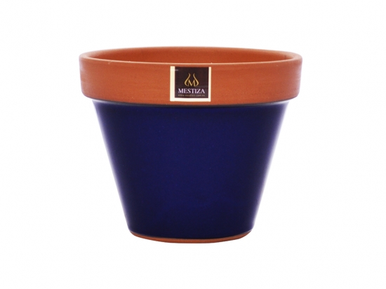 MACETA JARDIN CERAMICA MESTIZA KONI TERRACOBALTO SIN PLATO 15 CMS. DIAMETRO X 12 CMS. DE ALTO COD. MZ0925