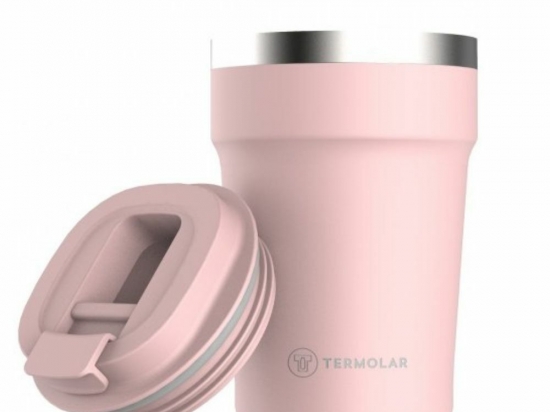 VASO TERMICO TERMOLAR 380 ML. CONSERVA 2 HRS CALIENTE/7 HORAS FRIO COLOR ROSADO COD. R244