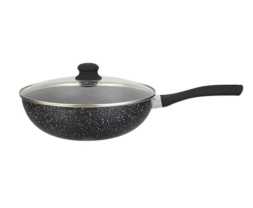 WOK ACERINOX STONE 30 CMS. COLOR NEGRO CON TAPA DE VIDRIO COD. 6335