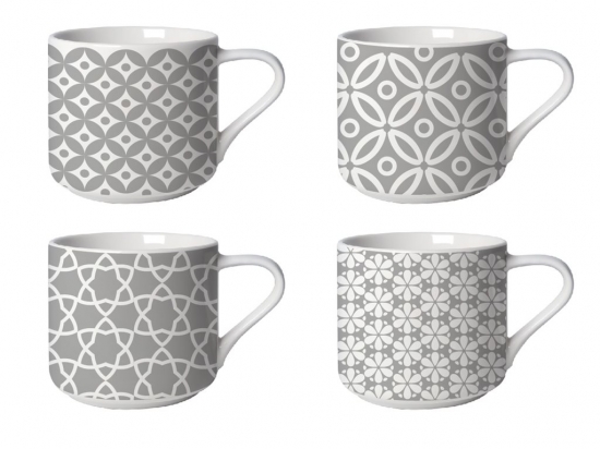 TAZA MUG BAJO CERAMICA SELECTA 350 ML. DISEÑO GRIS COD. 386080