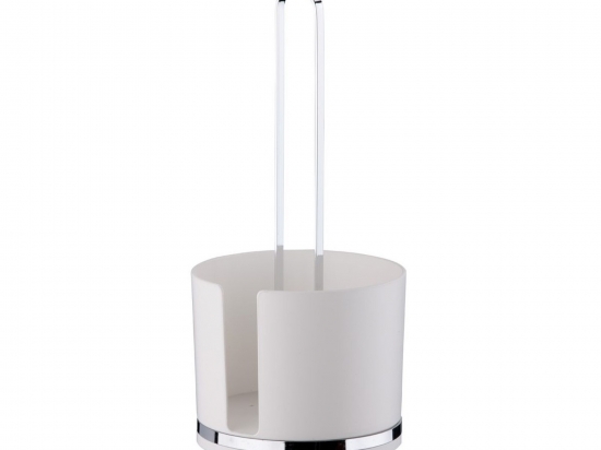 PORTA ROLLO PAPEL COCINA FUTURE ACERO INOXIDABLE Y PLASTICO BLANCO 14 CMS. DIAMETRO X 29,5 DE ALTO COD. 1255BC