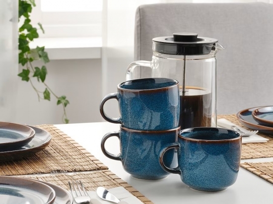 TAZA MUG CERAMICA SELECTA DISEÑO ORGANICS AZUL 325 ML COD. 2871017