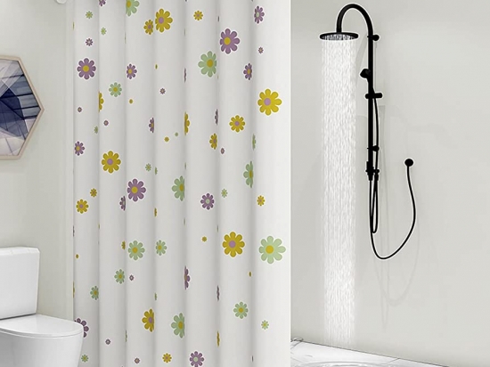 CORTINA BAÑO MICROFIBRA  180 X 180 CON GANCHOS COD. CR10952 ( varios colores )