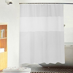 CORTINA BAÑO NYLON 180 X 200 CM SIN AROS CON VISOR COD.  465315