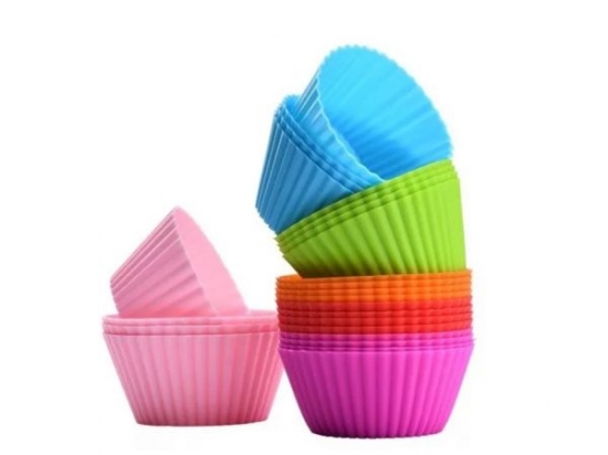 MOLDE SILICONA CUP CAKE PIROTIN 7 X 3 X 12 UNIDADES PACK DE COLORES SURTIDOS COD. 1701