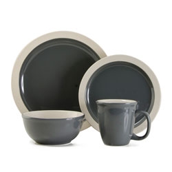 JUEGO VAJILLA THOMPSON STONEWARE CERAMICA 16 PIEZAS 205010 GRIS OSCURO