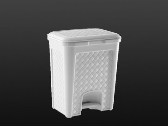 RECIPIENTE RESIDUOS PARAMOUNT PLASTICO IMITACION RATAN BLANCO 5 LTS. TAPA BISAGRA 20 X 15 X 17 COD. 1756BLANCO