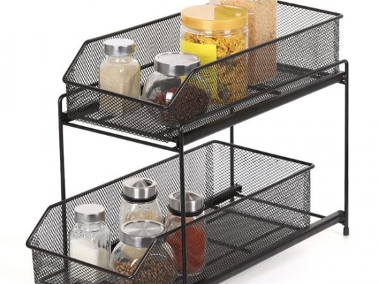 ORGANIZADOR MESA ACERO NEGRO 2 BANDEJAS CORREDIZAS COD. 21SW171