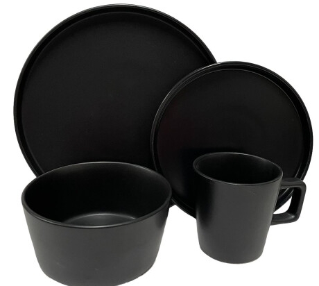 JUEGO VAJILLA STONEWARE 16 PIEZAS COLOR NEGRO COD. 256044