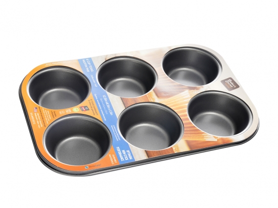 MOLDE MUFFINS BAKER SECRET X 6 ANTIADHERENTE 22 X 32 X 4 CMS. ALTO COD. BS10212