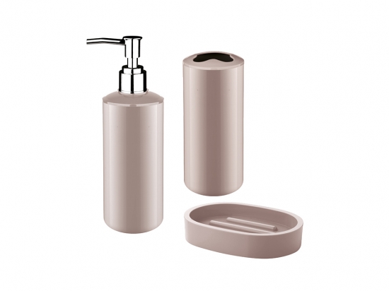 SET BAÑO 3 PIEZAS  FREE HOME SOBRE MESADA COLOR; BLANCO, BEIGE Y NEGRO  COD.8553