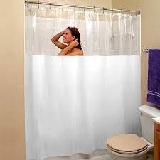 CORTINA BAÑO BUKARA NYLON  LISA CON FRANJA TRANSPARENTE 180 X 180 (varios colores)