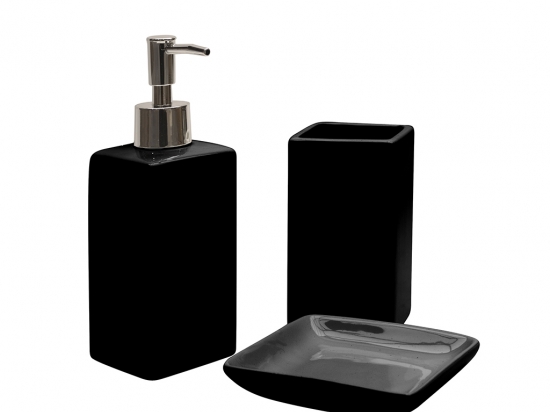 SET BAÑO 4 PIEZAS  CERAMICA NEGRO SELECTA  COD. 4651520