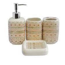 CONJUNTO ACCESORIOS BAÑO CERAMICA CON DISEÑO 4 PIEZAS COD. 4651299