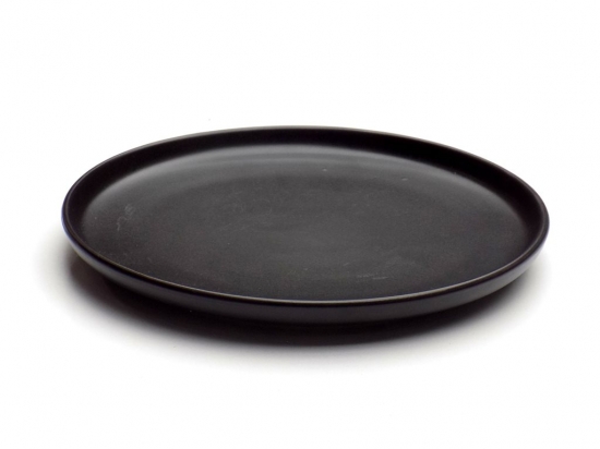 Plato Cerámica Postre Marca SELECTA Color Negro  Modelo PRAGA con  borde recto 20 cms. Diametro Cod. 256023