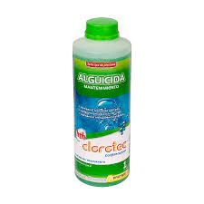 Alguicida Mantenimiento Marca  CLOROTEC para piscinas, botella 1 lt.. Previene la formacion de algas, mantiene la transparencia deseada . Cod. 7014