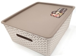 CAJA ORGANIZADORA PLASTICA CALADA CON TAPA APILABLE MEDIDAS: 29 X 13 X 35 COD. G1983