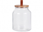 FRASCO VIDRIO SELECTA TAPA MADERA ASA DE CUERO CAP. 3 LTS. 21 CMS. DE ALTO X 15 CMS. DE DIAMETRO COD. 419006L