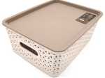 CAJA ORGANIZADORA PLASTICA CALADA CON TAPA APILABLE MEDIDAS; 20 X 10 X 26 COD. G1982