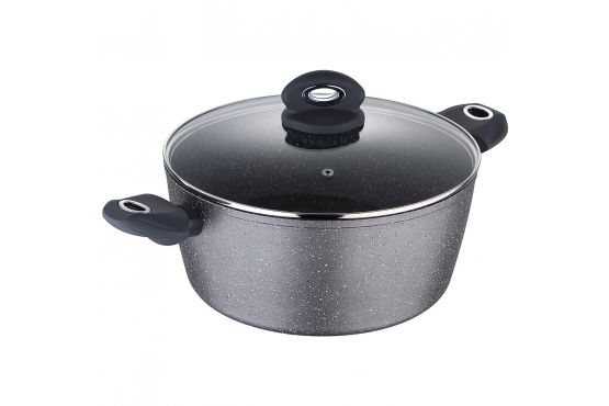 Cacerola Olla Marca BERGNER Modelo ORION con tapa de vidrio, uso apto para Inducción 28 cms. de diámetro x 13 cms. de alto Cap. 6,3 lts. Cod. BG-30382-MBG