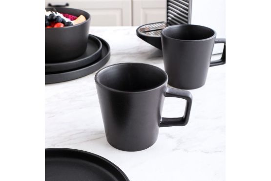 TAZA CERAMICA SELECTA MODELO: STONE+LINE 325 ML. 9,5 CMS. X 9 CMS. COLOR NEGRO ASA RECTA MUG  COD. 310057