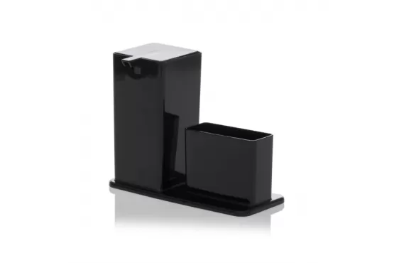 DISPENSADOR JABON LIQUIDO BAÑO O COCINA PARAMOUNT PLASTICO NEGRO CUADRADO COD. 121211733