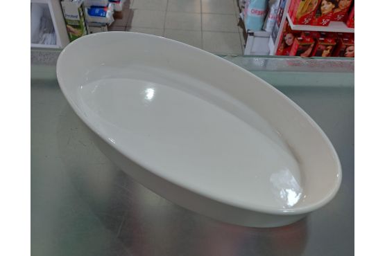 FUENTE OVAL LOZA BLANCA 32 X 17 X 4.5 CM GRL556