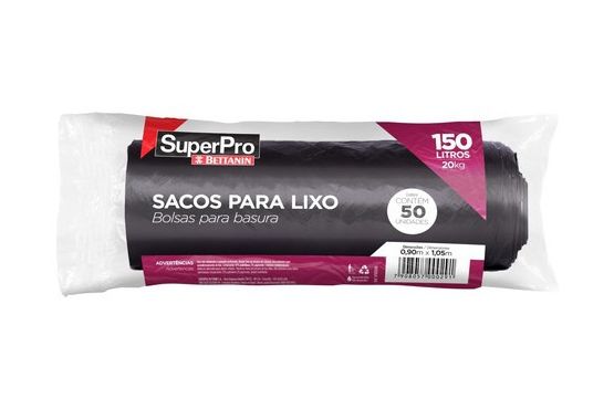 BOLSA RESIDUOS BETTANIN SUPER PRO ROLLO 50 UNIDADES 150 LITROS 85 X 100 COD. SP18150PRL