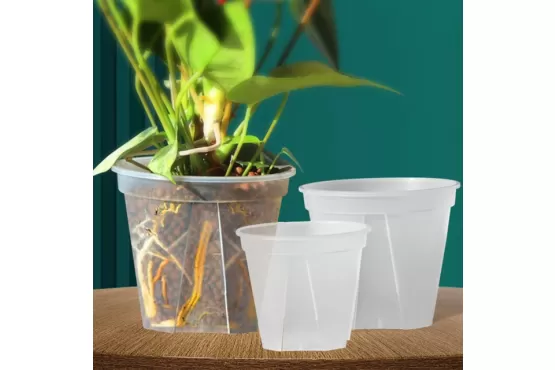 MACETA PLASTICA TRANSPARENTE 18 CMS. DIAMETRO X 14 ALTO ESPECIAL ORQUIDEAS  COD. TRANSPARENTE18