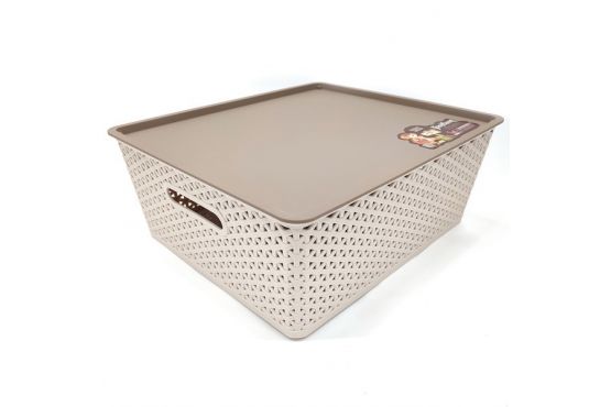 CAJA ORGANIZADORA PLASTICA CALADA CON TAPA APILABLE MEDIDAS; 34 X 16 X 40 COD. G1984