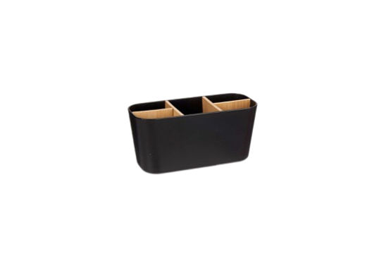 Organizador Marca BERILO Plastico y Bamboo con 5 Divisiones Medidas; 21 cms. de largo x 9 de ancho y 10 de alto Cod. 89422