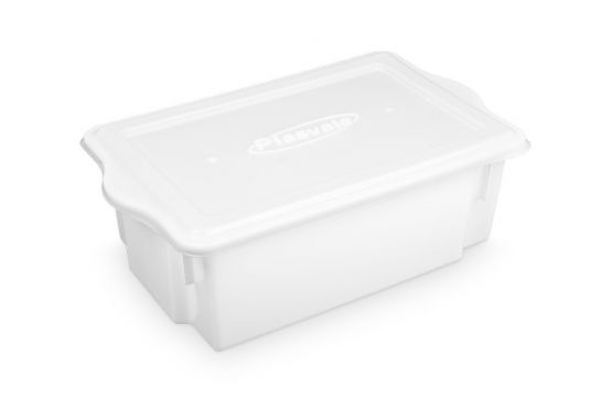 CAJA MULTIUSO PLASTICA MARCA PLASVALE CON TAPA CAP. 24,5 LTS. COLOR BLANCO MEDIDAS; 56 X 33 X 19 COD. XP1247