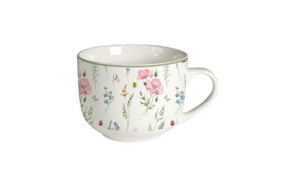 TAZA MUG CERAMICA SELECTA 390 ML. FLORES ROSA COD. 386075